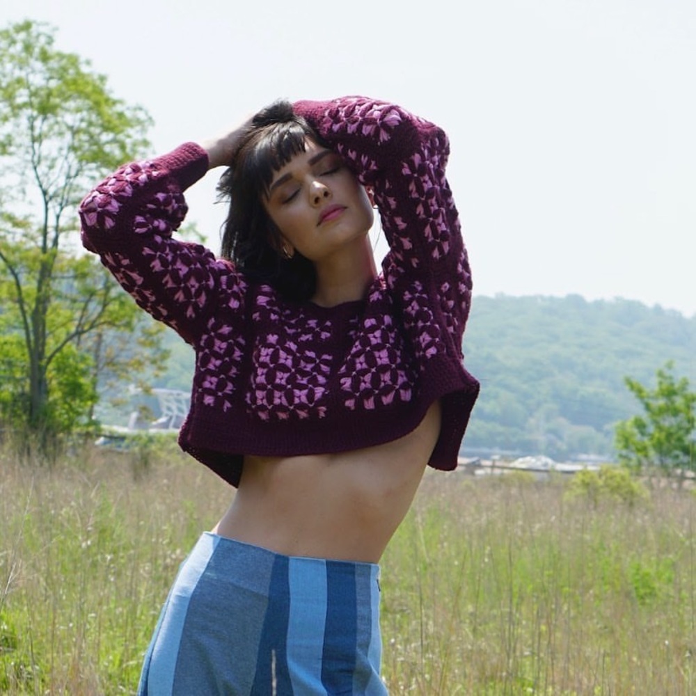 PROCHE Studios Bastidor Baby Alpaca Crochet Cardigan (Sz S/M) Reversible Cropped - Picture 5 of 16